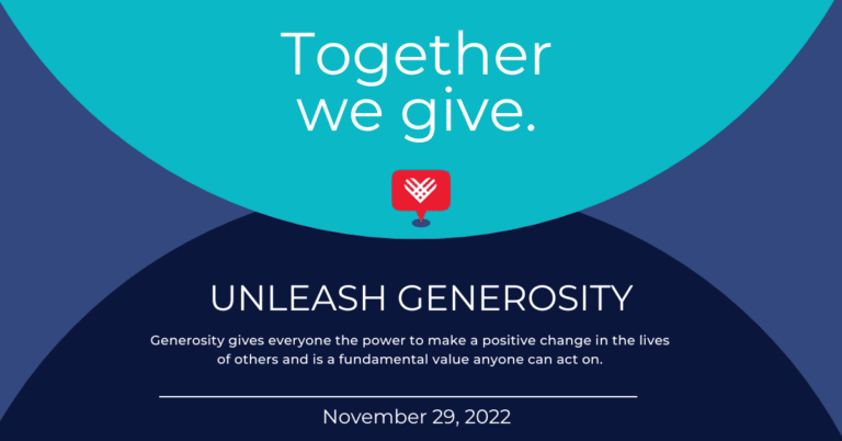 Banner that says "Together we give. Unleash Generosity."